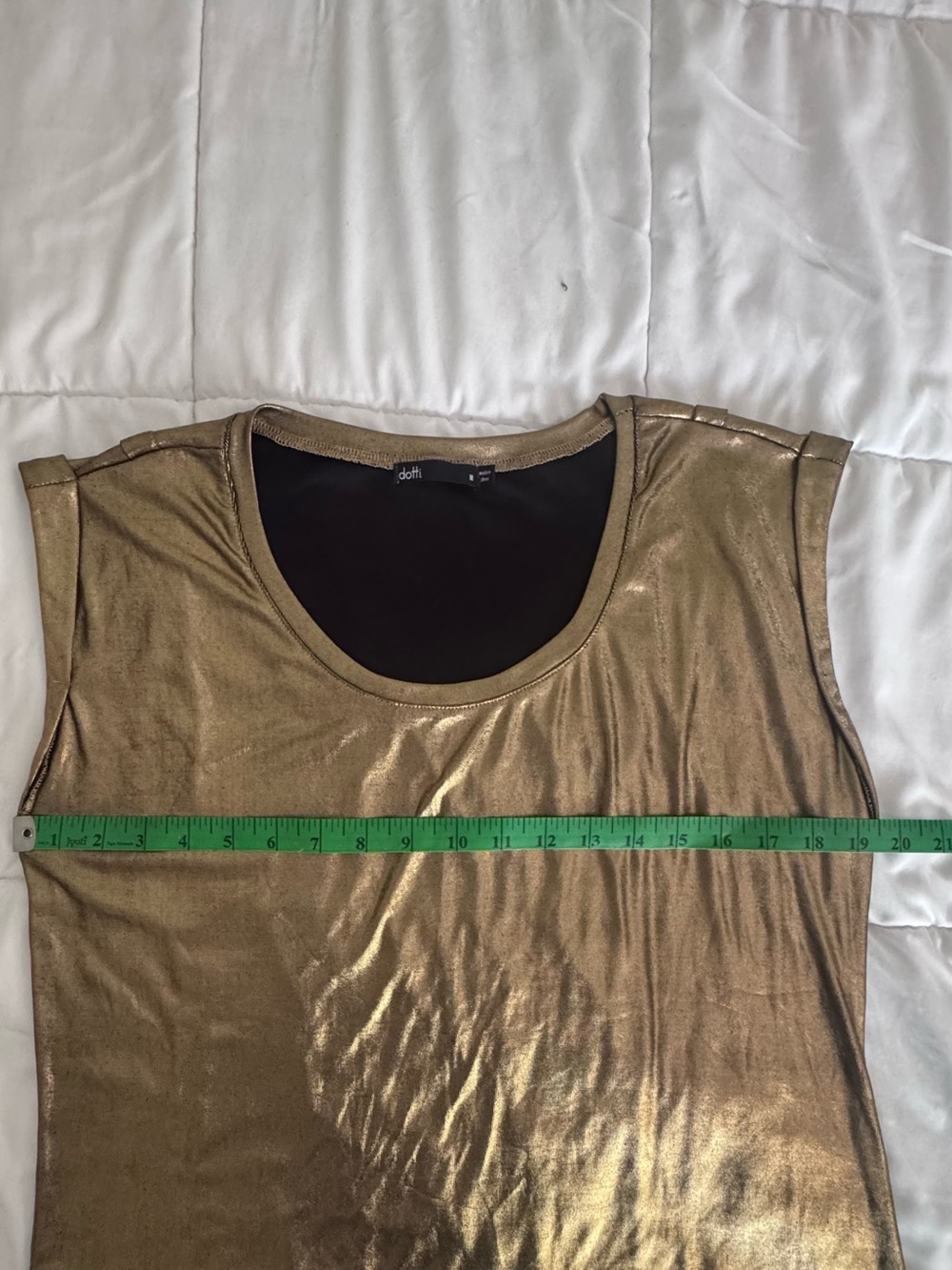 Dotti Metallic Gold Sleeveless Crew Neck Top M Luxury - Picture 9 of 9